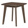 17" Square Side Table Solid Rubber Wood, Walnut Finish End Table for Living Room Bedroom
