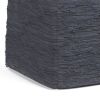 Fredrik 18 inch Wide Square Pouf in Dark Blue Woven Genuine Leather