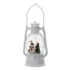 4.7x4.7x8.3"H Christmas Plastic/Resin White Lantern With Snowman & Tree Led/Water Spinning/6 Hours Timer, 3*AA Batteries Required