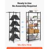 5-Tier Foldable Storage Shelf, 32W x 14D x 72H Inch Folding Metal Rack Shelving Unit, No Assembly Organizer Shelf with 5 Wheels & 4 Hooks for Pantry