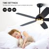 52 Inch Black Ceiling Fan with Lights