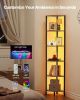 VEVOR 6 Tier Corner Shelf Tall Corner Stand with LED Light Narrow Display Rack