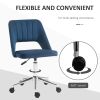 HOMCOM Executive Mid Back Office Chair Thick Padding High-End Gas Lift Sturdy Base Velvet Fabric Blue
