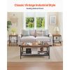 3 Pieces Living Room Table Sets, 41.3 in Industrial Coffee Table with 2 Square End Side Tables