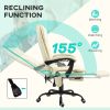 Vinsetto 7-Point Massage Office Chair, High Back Massaging Desk Chair with Lumbar Support, Footrest, for Home Office, Cream White