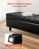 Button-Tufted Storage Ottoman Bench PU Leather Bench with Wood Legs Black