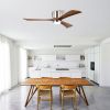 52" Flush Mount Solid Wood Blades Ceiling Fan with Lights Remote Control,Quiet DC Motor, 6 Speed ,Reversible Ceiling Fan for Patio Living Room, Bedroo