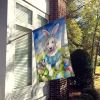 Kuvasz Easter Egg Hunt House Flag Large Porch Sleeve Pole Decorative Outside Yard Banner Artwork Wall Hanging, Polyester, House Size, Multicolor