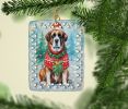 Saint Bernard Christmas Porcelain Ornament Christmas Tree Hanging Decorations for Home Christmas Holiday, Rectangle, Gift, Multicolor