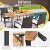 Patio Acacia Wood Dining Table with Umbrella Hole and Metal Legs