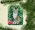 Oregon Rex Cat By the Christmas Tree Porcelain Ornament Christmas Tree Hanging Decorations for Home Christmas Holiday, Rectangle, Gift, Multicolor