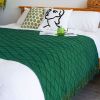 SOGA Green Diamond Pattern Knitted Throw Blanket  with Tassels