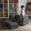 Jaxx Zipline Modular Kids Loveseat & Ottomans, Charcoal