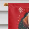 Tibetan Spaniel Holiday Christmas House Flag Large Porch Sleeve Pole Decorative Outside Yard Banner Artwork Wall Hanging, Polyester, House Size, Multi