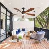 52 Inch Indoor Ceiling Fan With 3 Color Dimmable 5 ABS Blades Remote Control Reversible DC Motor Black With Led Light