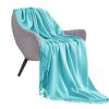 SOGA Teal Acrylic Knitted Throw Blanket