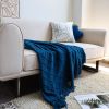 SOGA Royal Blue Diamond Pattern Knitted Throw Blanket  with Tassels
