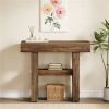 105 Cm Rustic Brown Farmhouse Console Table with 2 Levels Narrow Dining Table Featuring Shelf Storage Console Desk for Living Room