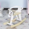 Qaba Wooden Rocking Horse, Classic Toddler Ride-On, Safe Traditional, White with Safety Bar, for 1-3 Years