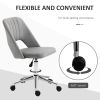 HOMCOM Executive Mid Back Office Chair Thick Padding High-End Gas Lift Sturdy Base Velvet Fabric Gray