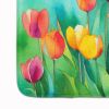 Tulips in Watercolor Memory Foam Kitchen Mat Machine Washable Anti-Fatigue Mat Cushion Comfort Bath Mat or Kitchen Rug