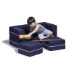 Jaxx Zipline Modular Kids Loveseat & Ottomans, Navy