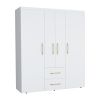 Bariloche Wardrobe, Multi-Section Storage with Hanging Rods, Shelves, and 2 Drawers White