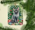 Lykoi Cat By the Christmas Tree Porcelain Ornament Christmas Tree Hanging Decorations for Home Christmas Holiday, Rectangle, Gift, Multicolor