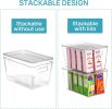 6 Pack Clear Stackable Storage Bins with Lids, Medium Plastic Containers with Handle for Pantry Organizer and Storage,Perfect for Kitchen,Fridge