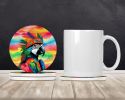 Hippie Animal Parrot Large Sandstone Coasters Pack of 4 Absorbent Round Coasters Decor Gifts for Men or Women, 4 in, Multicolor