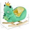 Qaba Green Frog Rocking Horse Toy for Kids, Fun Music, Seat Belt & Soft Plush Hand Puppet, Perfect Toddler Ride-On Rocker, 18-36 Months