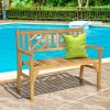 1PC Patio Bench with Curved Backrest and Armrest