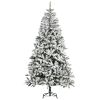 7.5 ft Tall Unlit Snow Flocked Pine Artificial Christmas Tree with Realistic Branches, Green