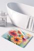 Gerbera Daisies in Watercolor Memory Foam Kitchen Mat Machine Washable Anti-Fatigue Mat Cushion Comfort Bath Mat or Kitchen Rug
