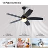52 Inch Black Ceiling Fan with Lights