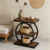 4-Story Wooden Coffee Table Top Stand with Shelf Storage Wooden Side Table for Living Room Bedroom