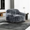 Soft Memory Foam Bean Bag Sofa Chair with Armrest, Modern Living Room Bean Bag, Blue Gray