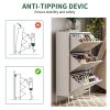 Shoe Storage Cabinet with 3 Flip Drawers, Freestanding Shoe Cabinet Organizer with Metal Frame for Entryway, Hallway, Foyer, White