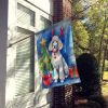 White Standard Poodle Christmas Reindeer House Flag Large Porch Sleeve Pole Decorative Outside Yard Banner Artwork Wall Hanging, Polyester, House Size