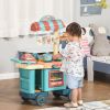 Kids Kitchen Food Stand with Play Food, Cashier Register, Accessories Ages 3-6