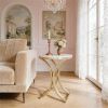 Circular coffee table, sofa, and side table are perfect for living rooms, bedrooms, or reception areas