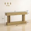 63 Inch Long Console Table, Vintage Narrow Entryway Table with Storage Shelf for Living Room and Hallway, Oak