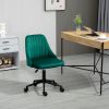 Vinsetto Velvet Swivel Office Chair Mid-Back Scallop Design Home Office Green