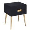 Black and Gold Side Table with 2 Drawer
