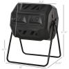 Tumbling Compost Bin Outdoor 360Ã‚Â° Dual Chamber Rotating Composter 43 Gallon, Black
