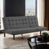 Dark Gray Futon Sofa Biscuit Tufting Seat Back 1pc Sofa Adjustable Headrest Converts to Chaise Couch