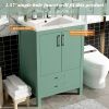 24'' Bathroom Vanity with Ceramic Sink Combo, Modern Freestanding Storae Cabinet with Silver Handles, Soft Closing Doors