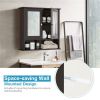 Brown bathroom cabinet with mirror