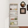 Behind The Door 69" Tall Bookcase with 4 Shelves and 5 hooks, Space-Saving Narrow storage cabinet for Living Room, Children's Room, Study Room