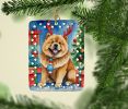 Chow Chow Christmas Reindeer Porcelain Ornament Christmas Tree Hanging Decorations for Home Christmas Holiday, Rectangle, Gift, Multicolor